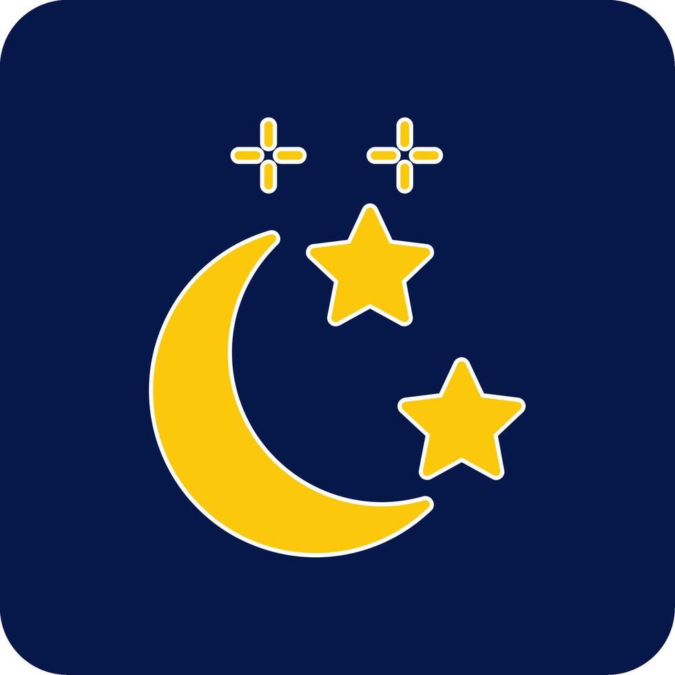 Luna e stella glifo piazza Due colore icona vettore