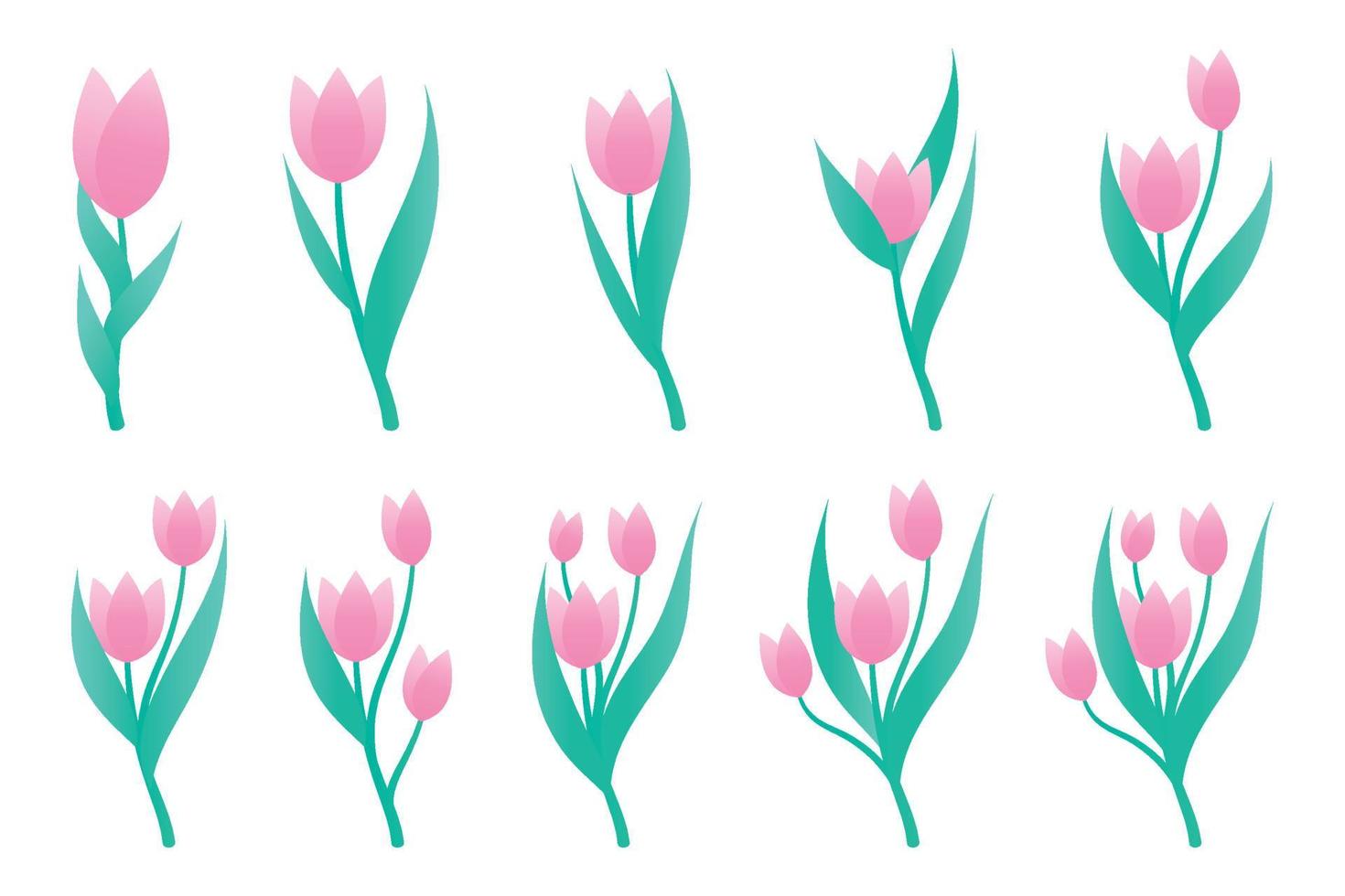 set di arte linea vettoriale di tulipani, fiori primaverili. fiore di tulipano. illustrazione di tulipano.