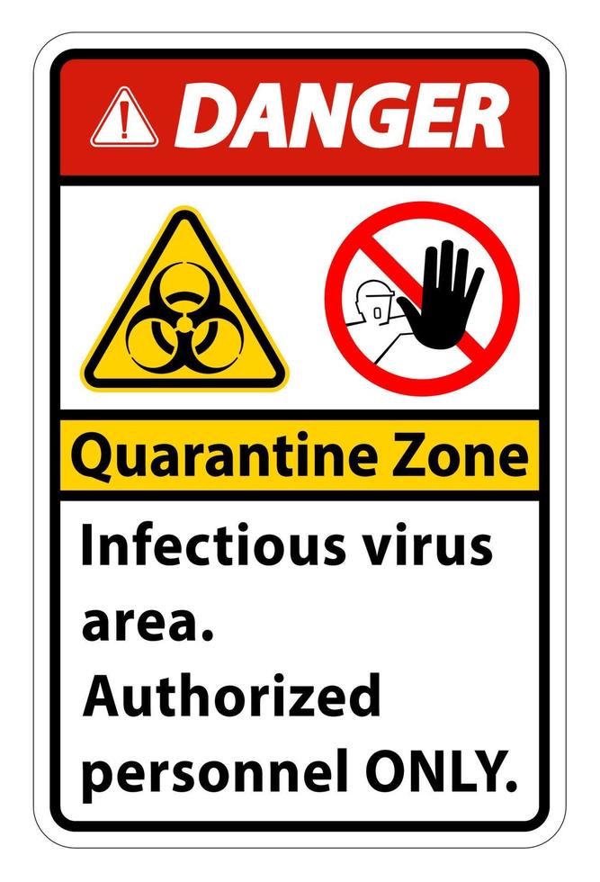 attenzione quarantena virus infettivo area segno su sfondo bianco vettore