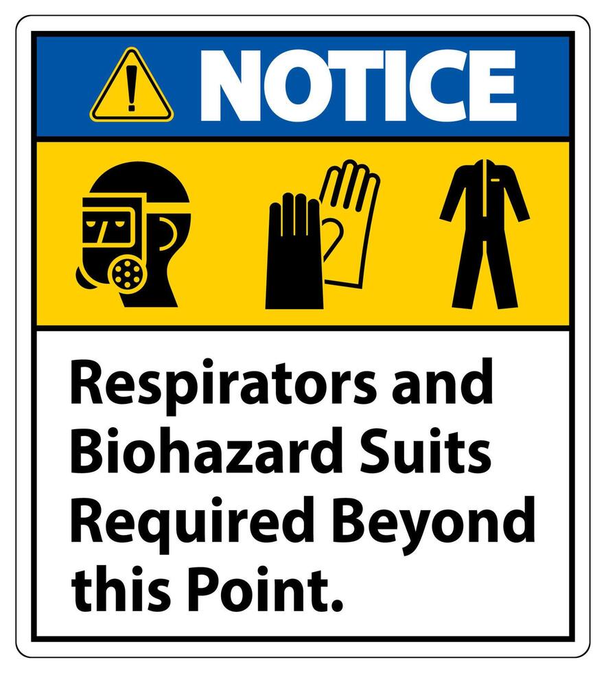 segnale di avvertimento dpi respiratori e tute a rischio biologico richieste oltre questo punto vettore