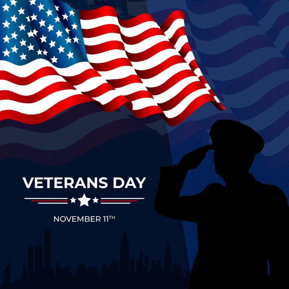 giorno dei veterani dell'america 11 novembre design di sfondo vettore