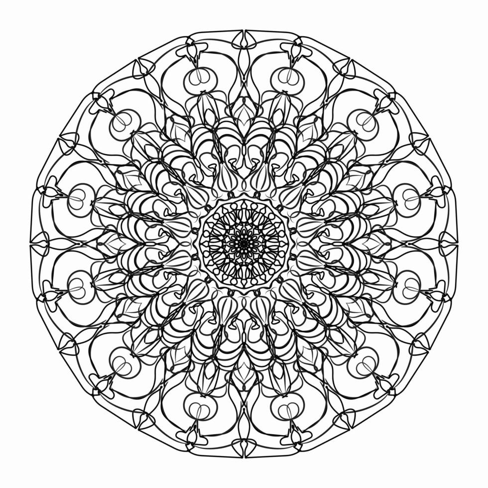 motivo circolare a forma di mandala per henné, mehndi, tatuaggi, decorazioni. decorazione decorativa in stile etnico orientale. pagina del libro da colorare. vettore