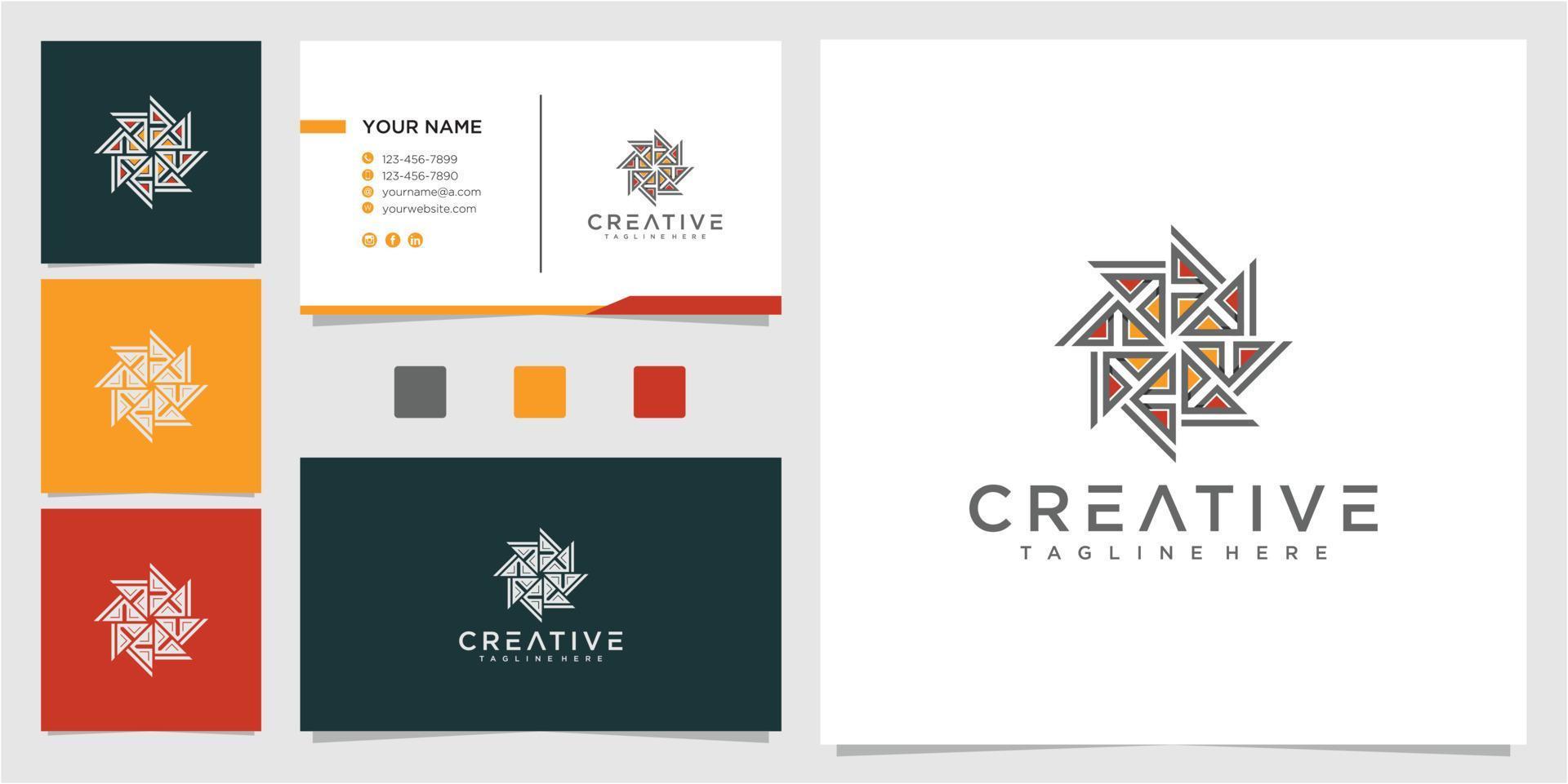 modello di progettazione del logo colorato astratto della comunità con biglietto da visita vettore