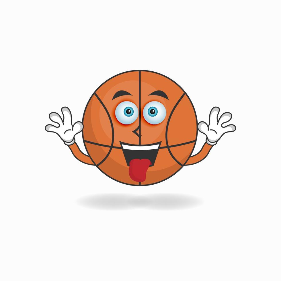 personaggio mascotte del basket con espressione ridente e lingua attaccata. illustrazione vettoriale