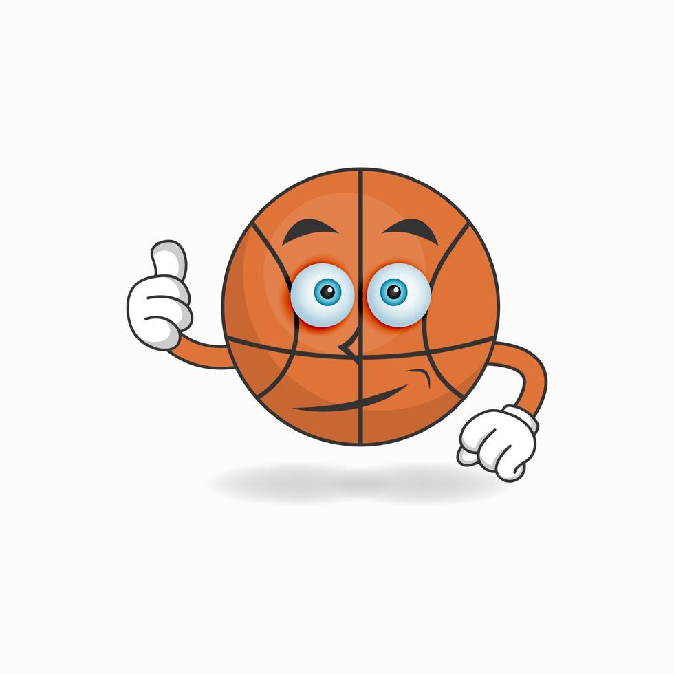 personaggio della mascotte del basket con il pollice in alto porta. illustrazione vettoriale