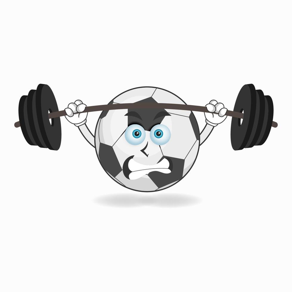 personaggio mascotte pallone da calcio con attrezzature per il fitness. illustrazione vettoriale