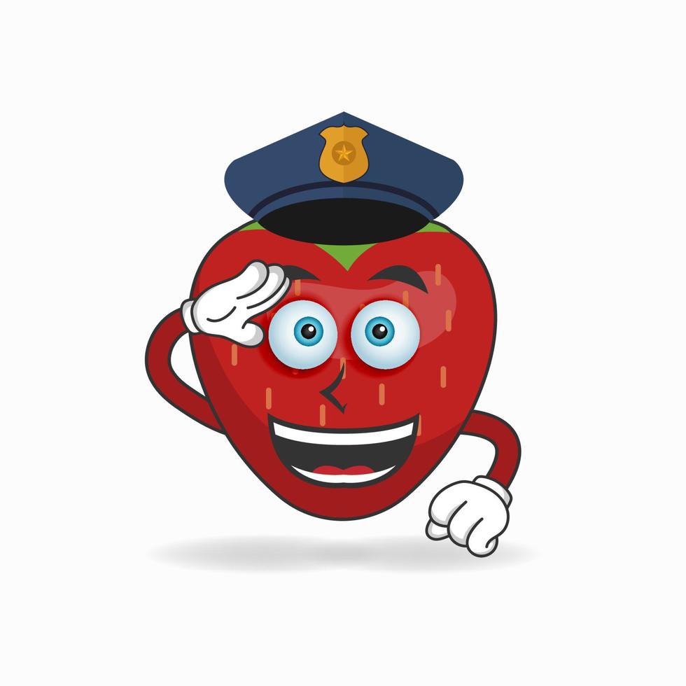 il personaggio mascotte della fragola diventa un poliziotto. illustrazione vettoriale