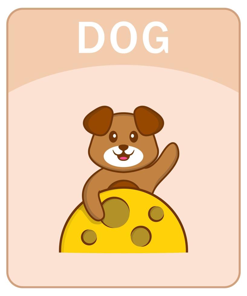 flashcard alfabeto con simpatico personaggio dei cartoni animati di cane. vettore