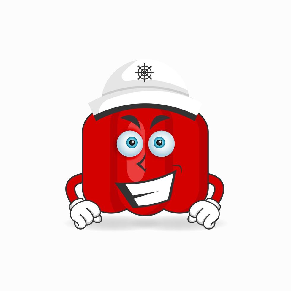 il personaggio mascotte della paprika rossa diventa un capitano. illustrazione vettoriale