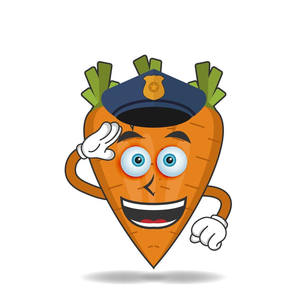 il personaggio mascotte carota diventa un poliziotto. illustrazione vettoriale