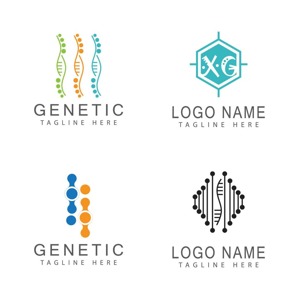 illustrazione di simbolo di vettore del modello di logo del gene del DNA