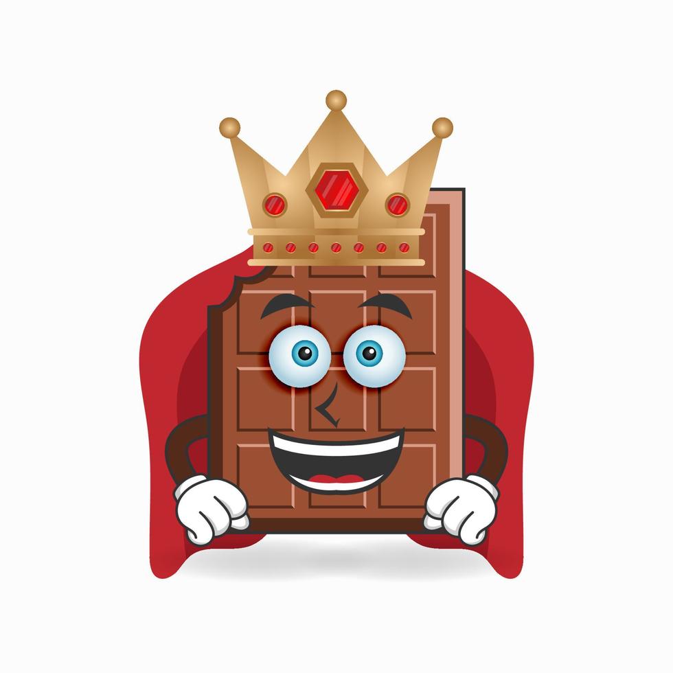 il personaggio della mascotte del cioccolato diventa un re. illustrazione vettoriale