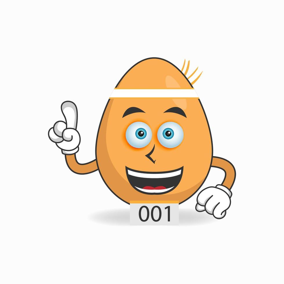 il personaggio mascotte dell'uovo diventa un atleta in corsa. illustrazione vettoriale