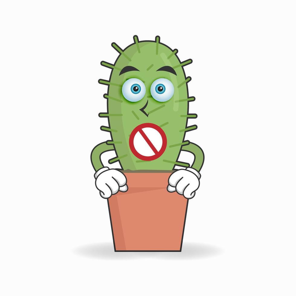 il personaggio mascotte cactus con un'espressione senza parole. illustrazione vettoriale