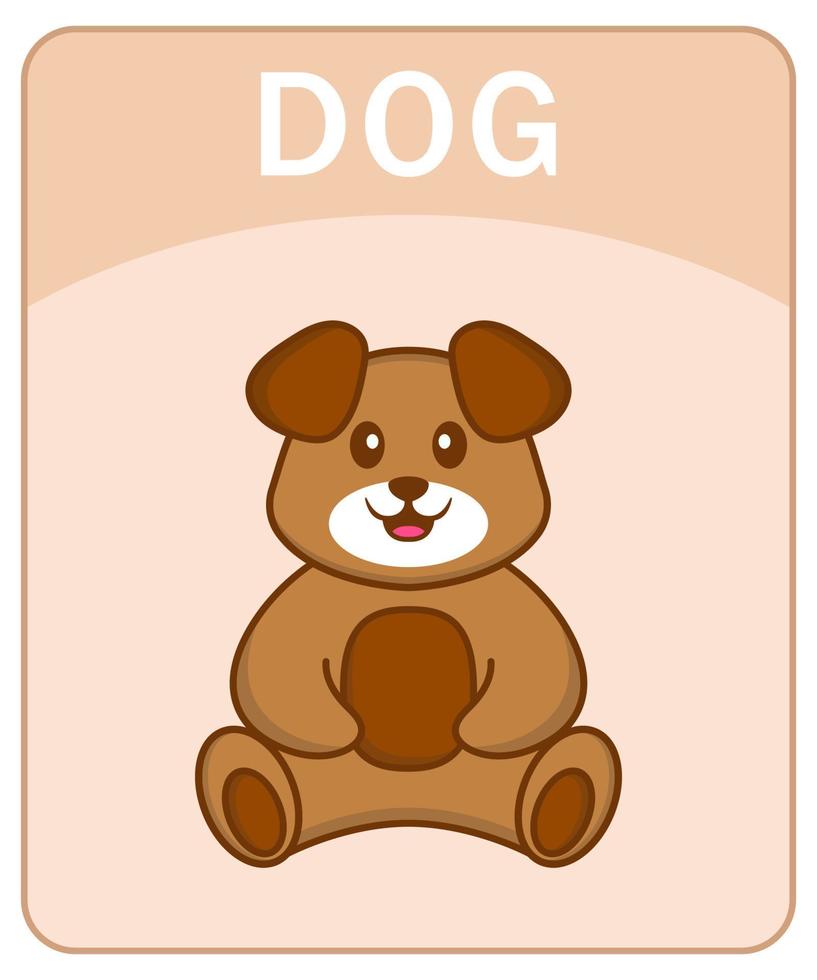 flashcard alfabeto con simpatico personaggio dei cartoni animati di cane. vettore