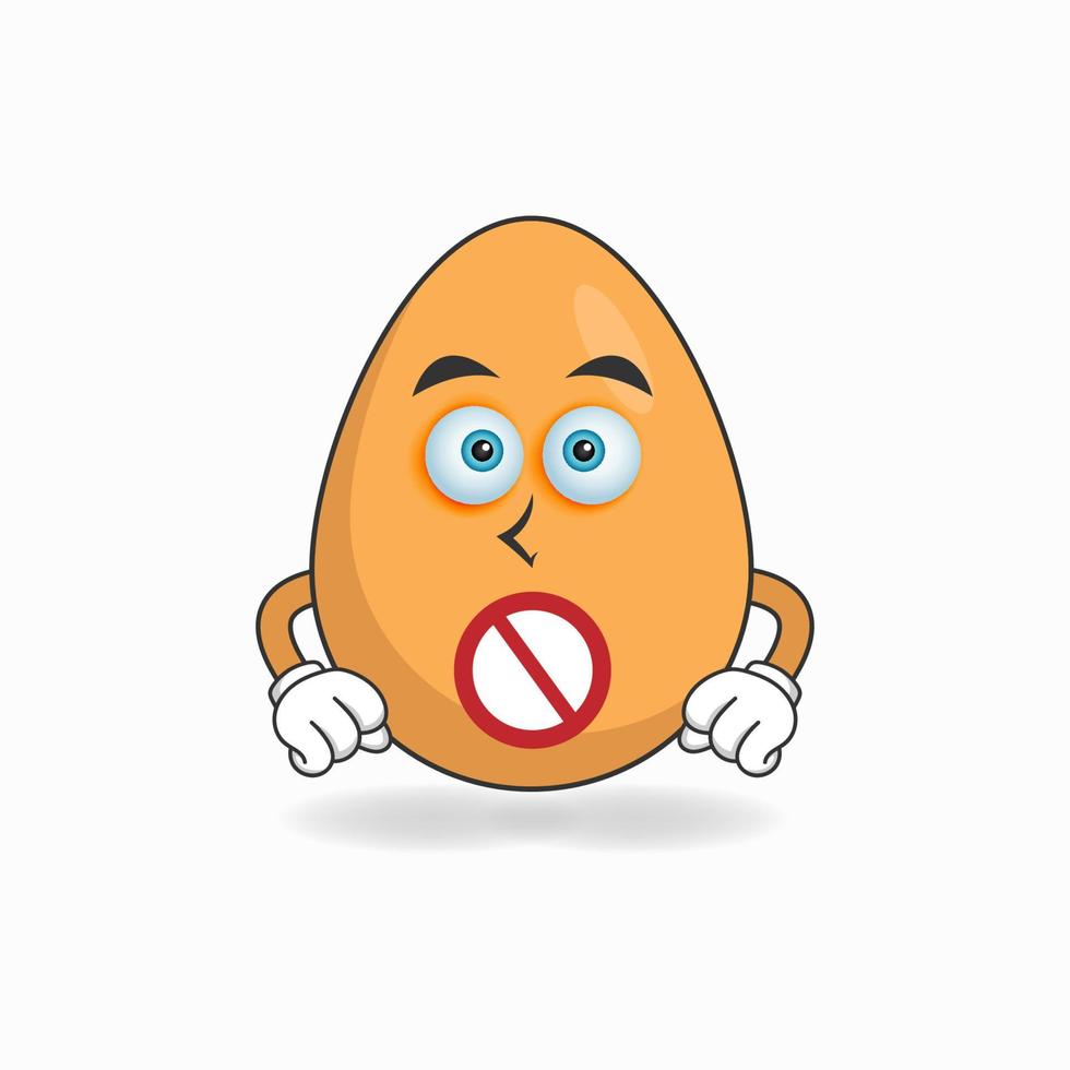 il personaggio mascotte dell'uovo con un'espressione senza parole. illustrazione vettoriale