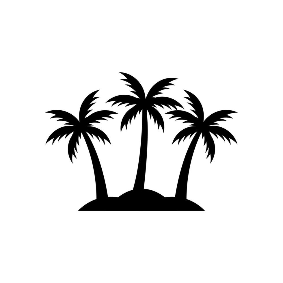 palma albero silhouette icona vettore, palma albero vettore illustrazione, Noce di cocco albero icona vettore illustrazione.