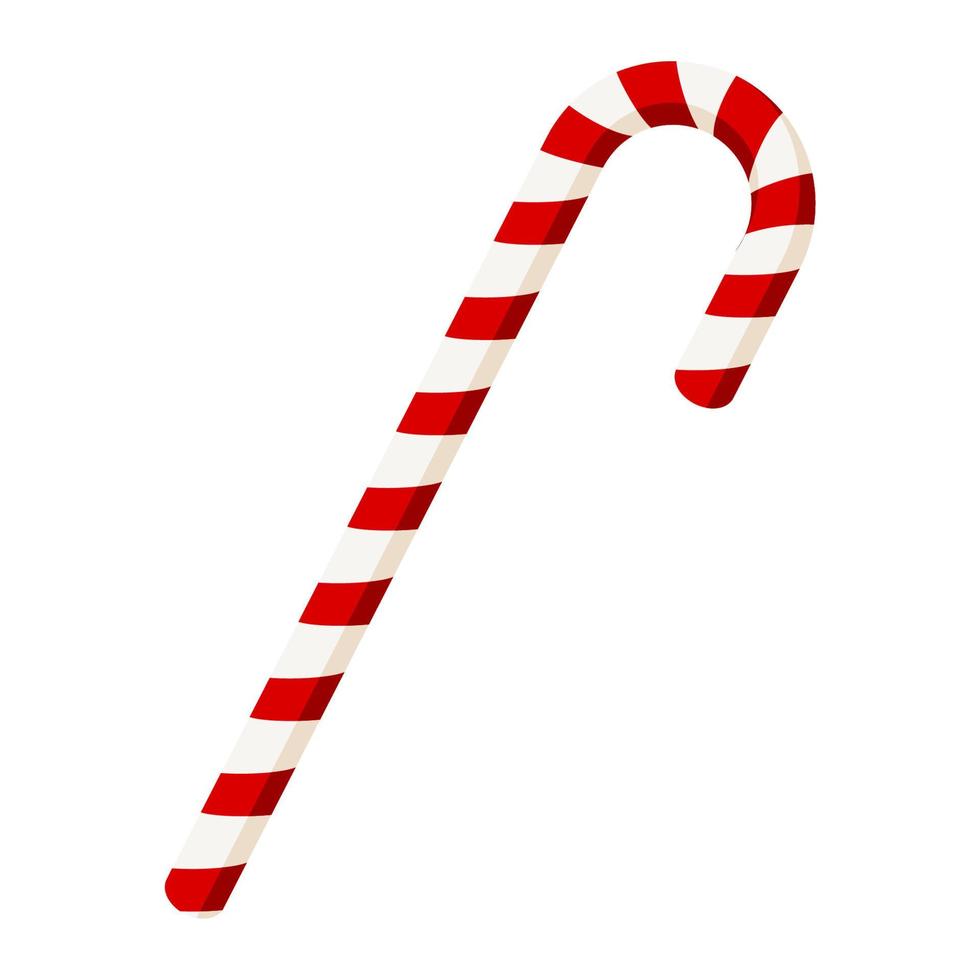 caramelle di natale con strisce. stile piatto. dolce tradizionale invernale per il design e la decorazione di loghi, etichette, adesivi, stampe, biglietti di auguri e inviti vettore