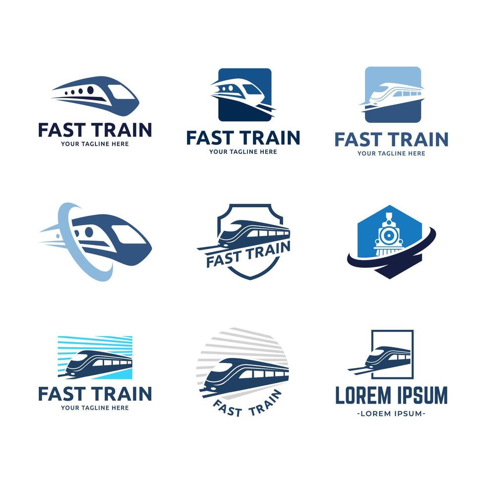 velocità treno logo modello, stilizzato vettore simboli impostato