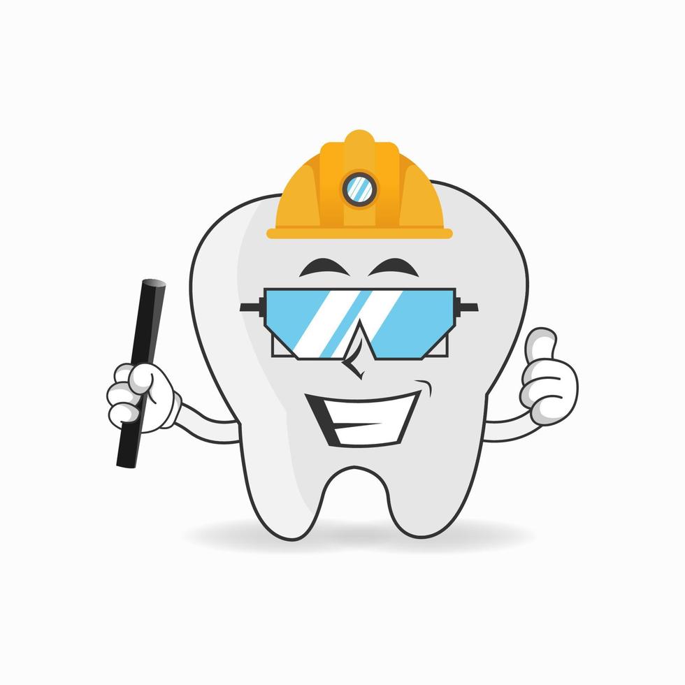 il personaggio mascotte dei denti diventa un ufficiale minerario. illustrazione vettoriale