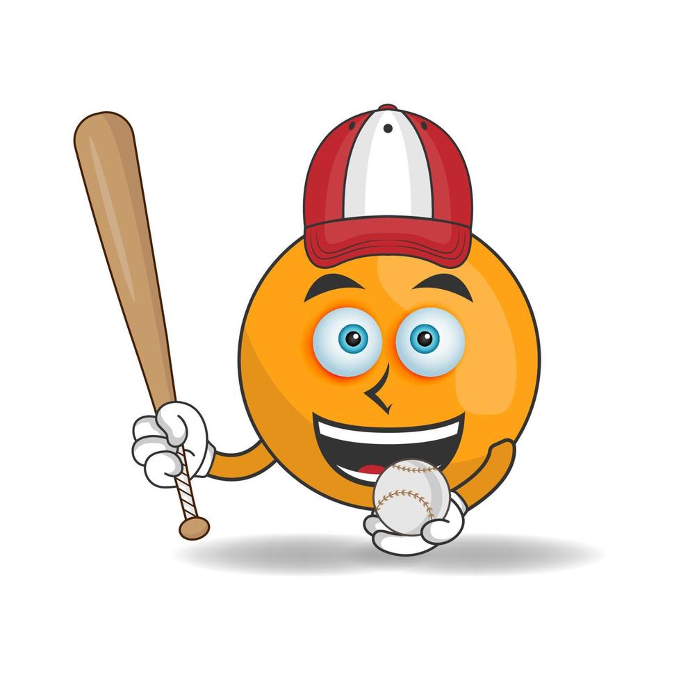 personaggio mascotte arancione con attrezzatura da baseball. illustrazione vettoriale