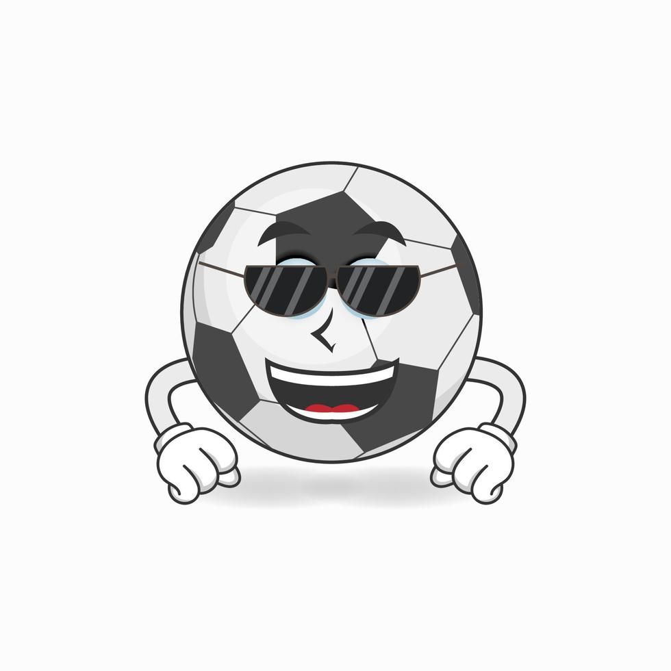 personaggio mascotte pallone da calcio con occhiali da sole. illustrazione vettoriale