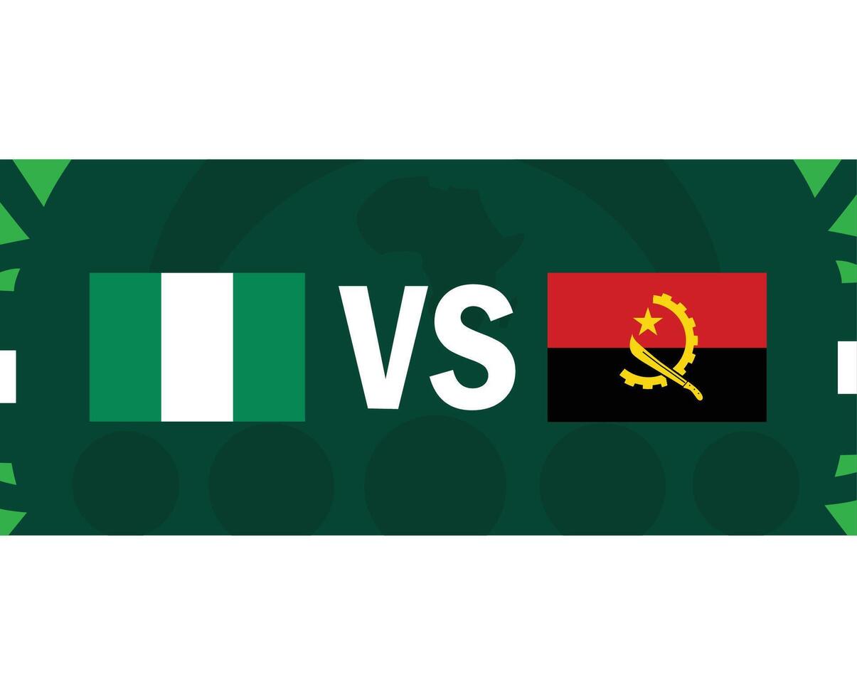 Nigeria e angola incontro bandiere emblemi africano nazioni 2023 squadre paesi africano calcio simbolo logo design vettore illustrazione
