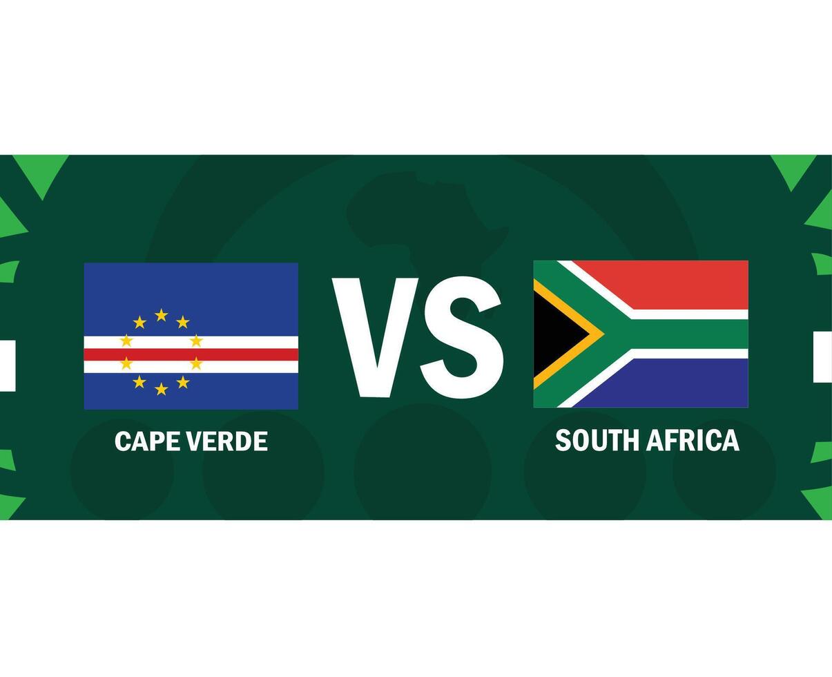 capo verde e Sud Africa incontro emblemi bandiere africano nazioni 2023 squadre paesi africano calcio simbolo logo design vettore illustrazione