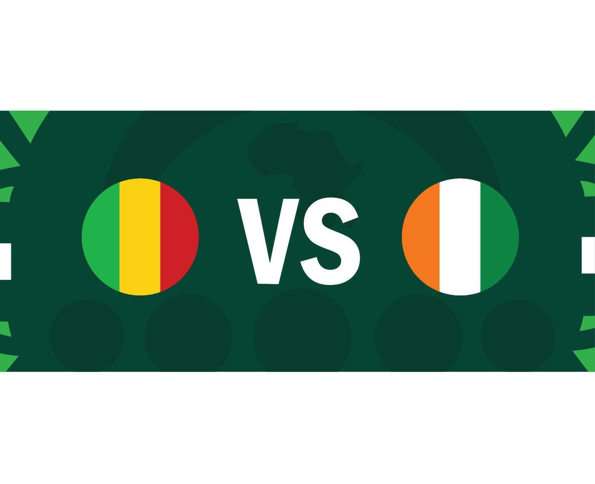 mali e avorio costa bandiere incontro emblemi africano nazioni 2023 squadre paesi africano calcio simbolo logo design vettore illustrazione