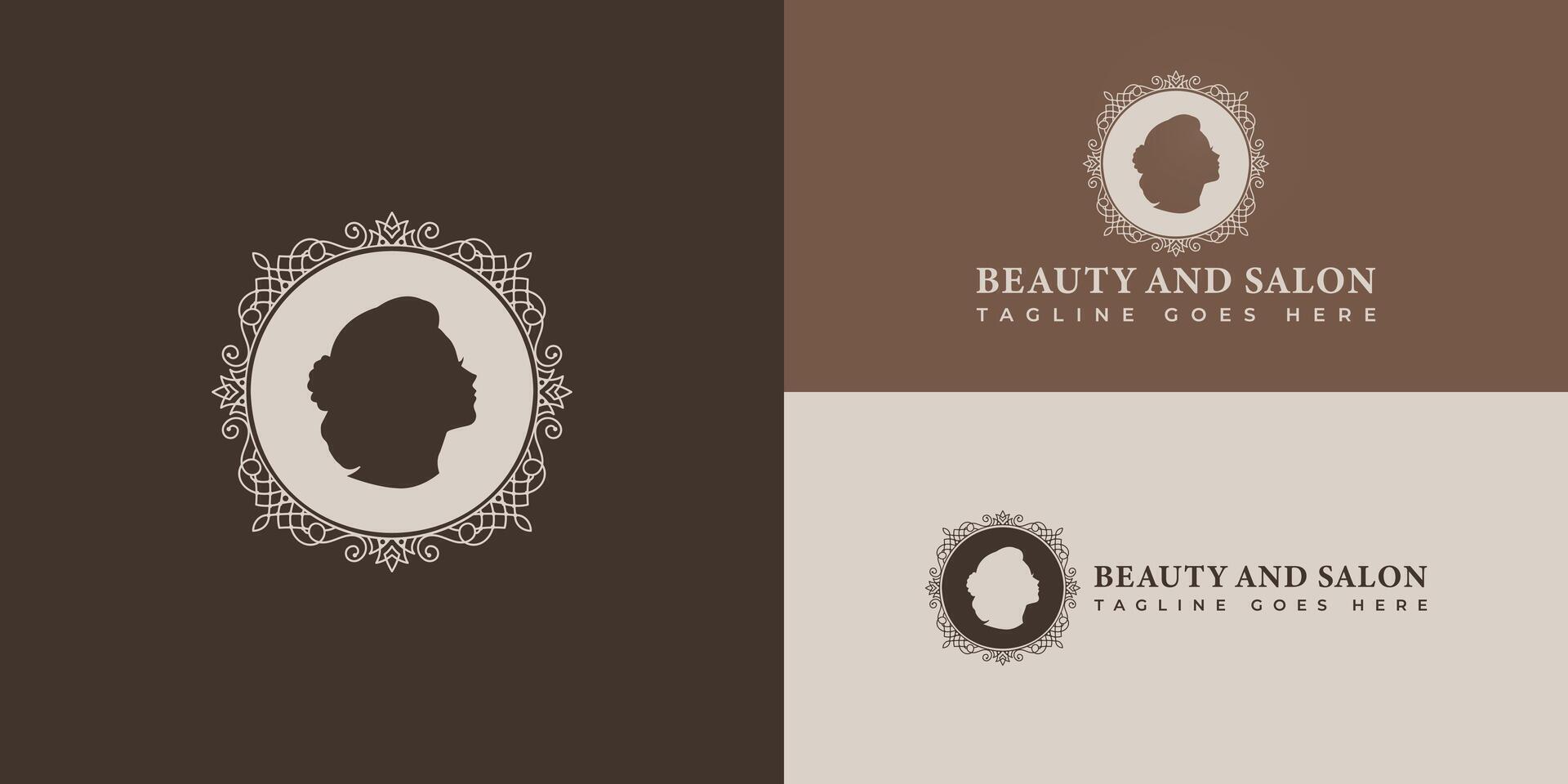 Vintage ▾ bellezza greco mito donna Dio dea testa scultura logo design nel oro colore presentata con multiplo sfondo colori. il logo è adatto per bellezza e terme logo design ispirazione modello vettore