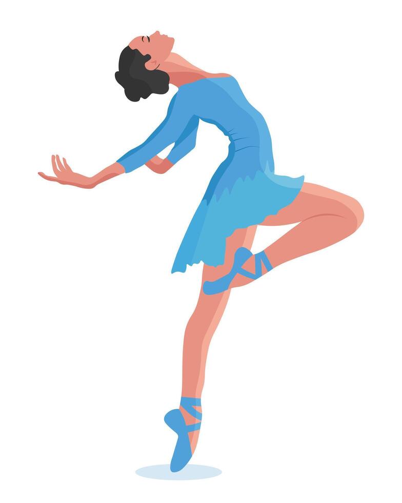 elegante ballerina, donna ballerino nel un' volante posa. illustrazione, vettore