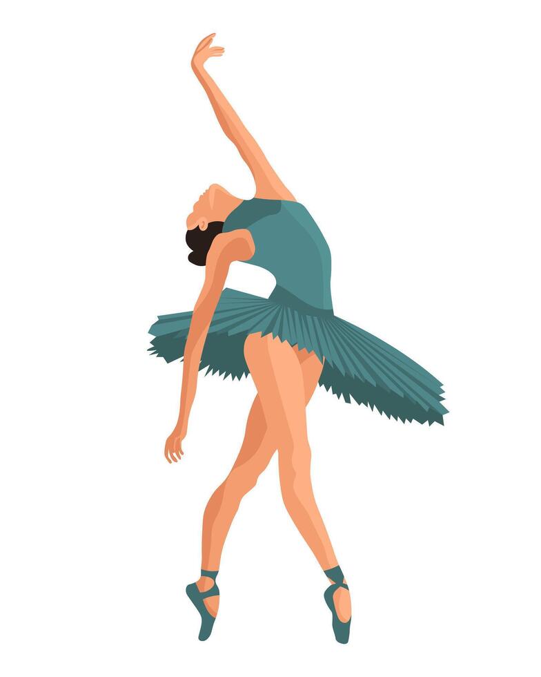 elegante ballerina, donna ballerino nel un' volante posa. illustrazione, vettore