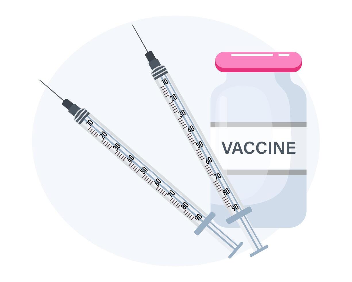 vaccino bottiglia e siringhe. medico icona. il concetto di vaccinazione. illustrazione, vettore