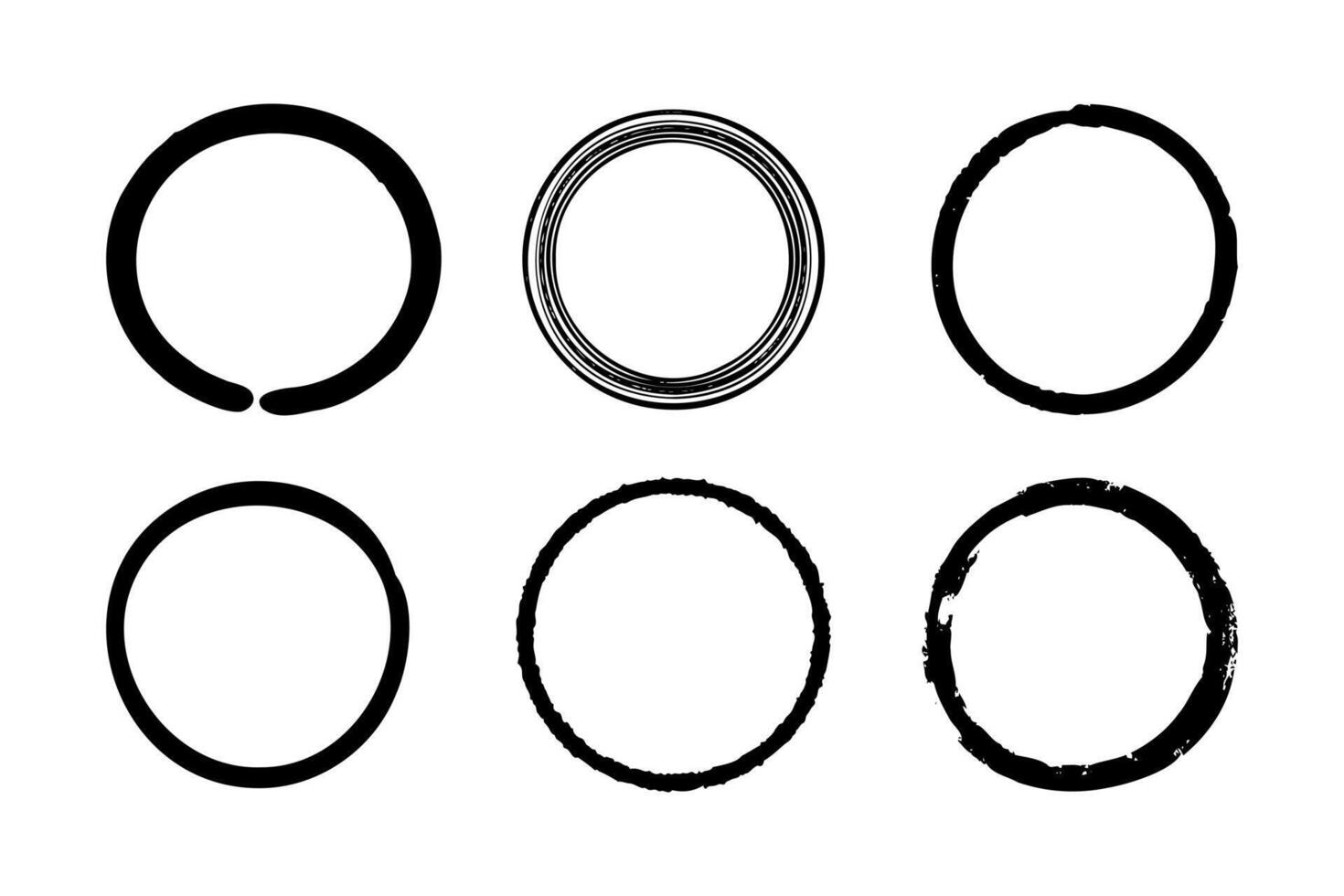 super impostato di cerchi Linee schizzo mano disegnato. scarabocchio cerchi per design elementi vettore