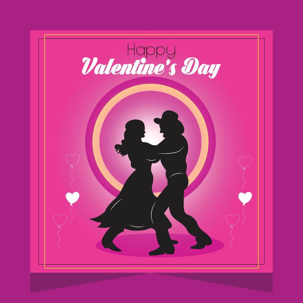 contento San Valentino giorno romantico coppia festa nel Luna sfondo vettore