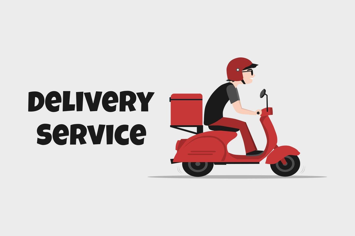 consegna servizio scooter uomo con bianca sfondo. vettore illustrazione