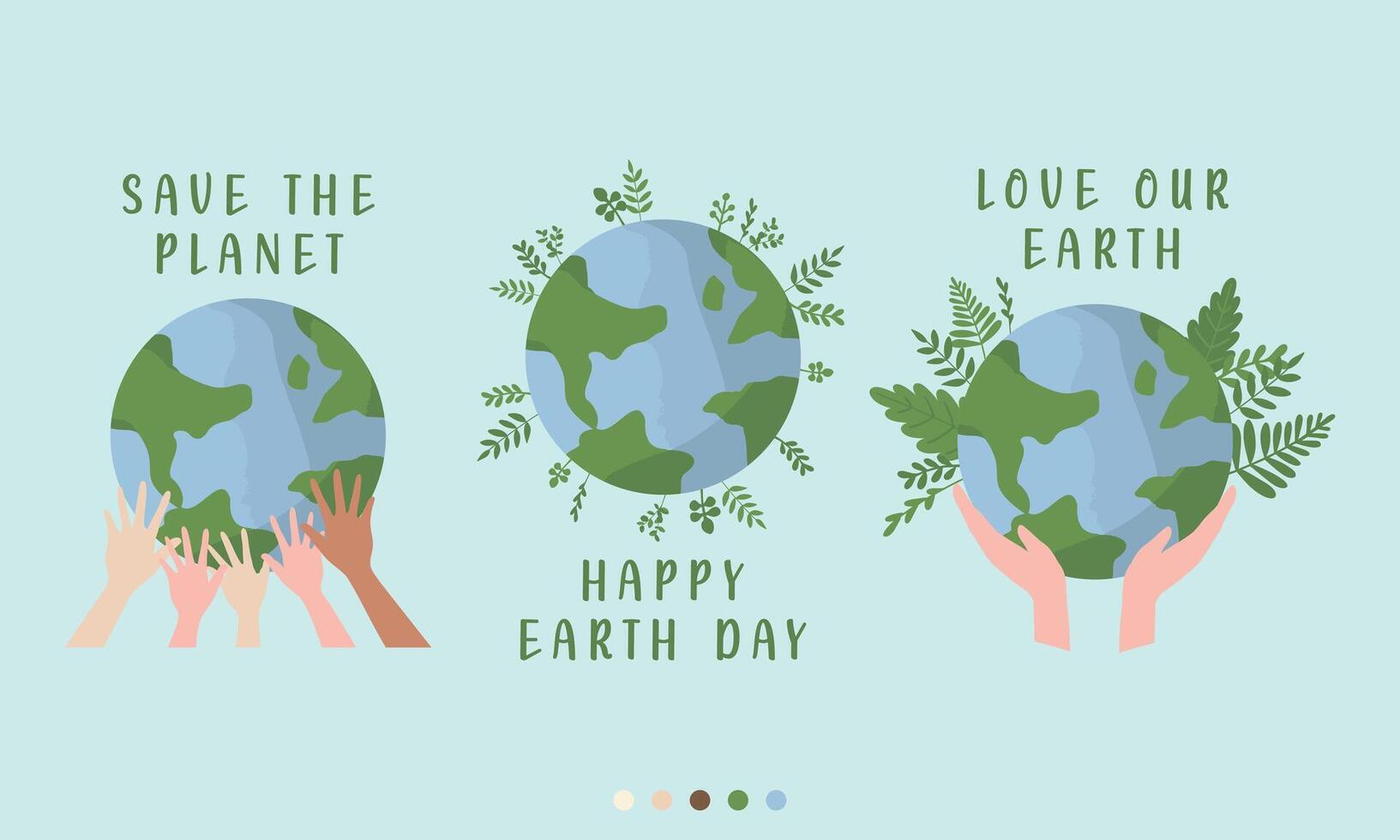 mano disegnato vettore illustrazione di contento terra giorno. concetto di cura per il terra, ambientale i problemi e protezione collezione impostare. pianeta con mani presa, supporto