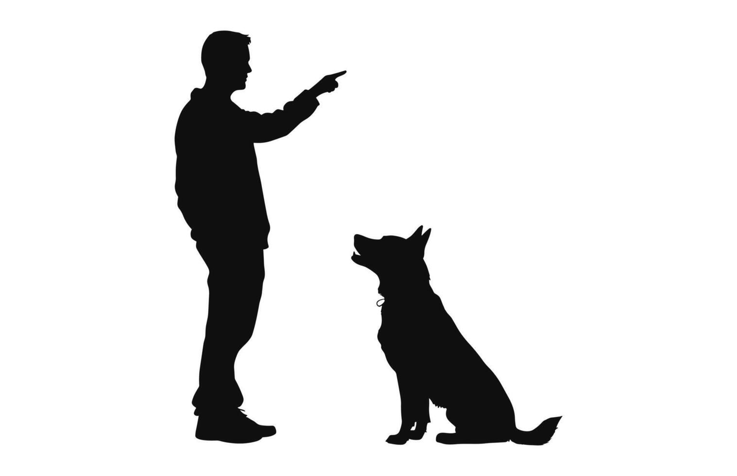 cane allenatore nero vettore nero silhouette isolato su un' bianca sfondo