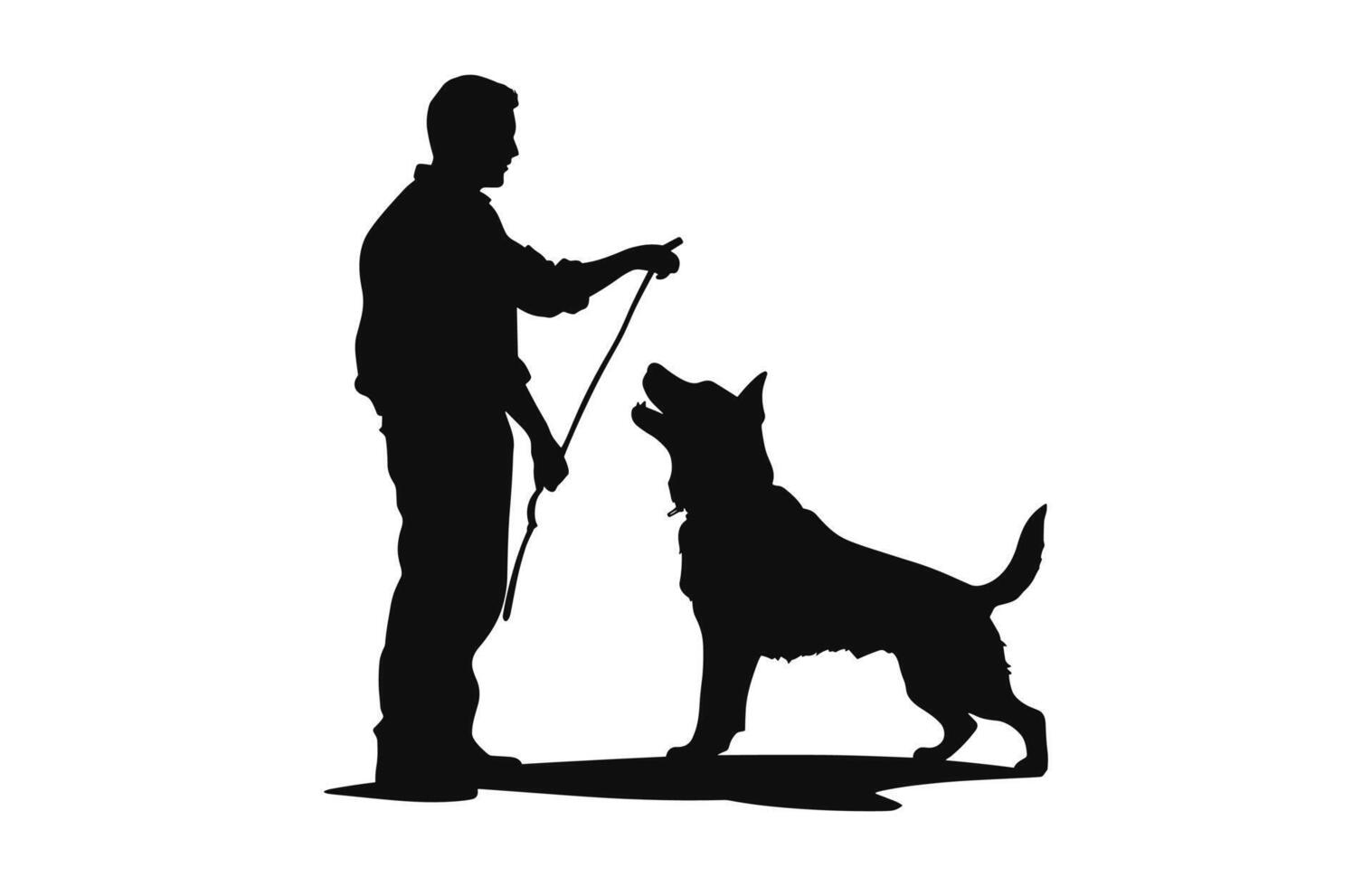cane allenatore nero silhouette nero vettore isolato su un' bianca sfondo
