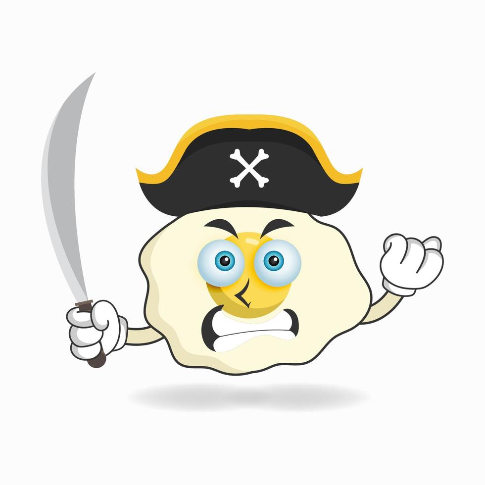 il personaggio mascotte dell'uovo diventa un pirata. illustrazione vettoriale