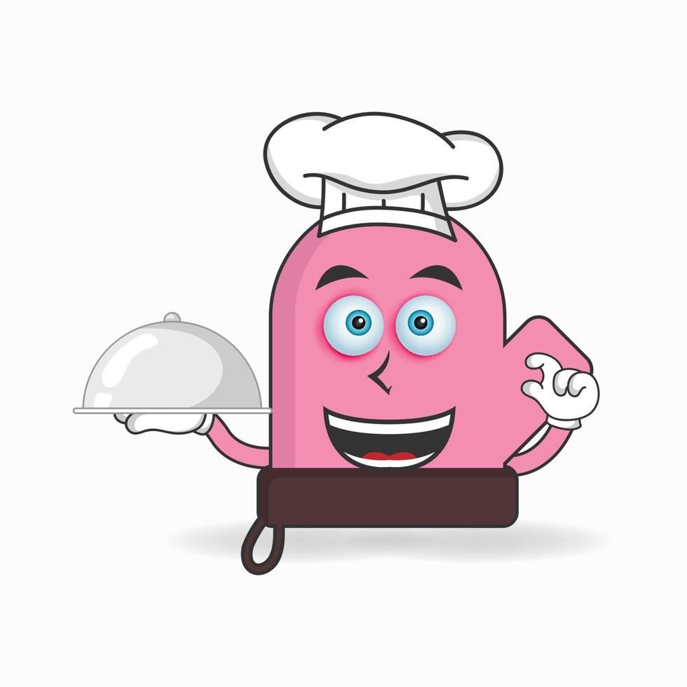 il personaggio mascotte dei guanti diventa uno chef. illustrazione vettoriale