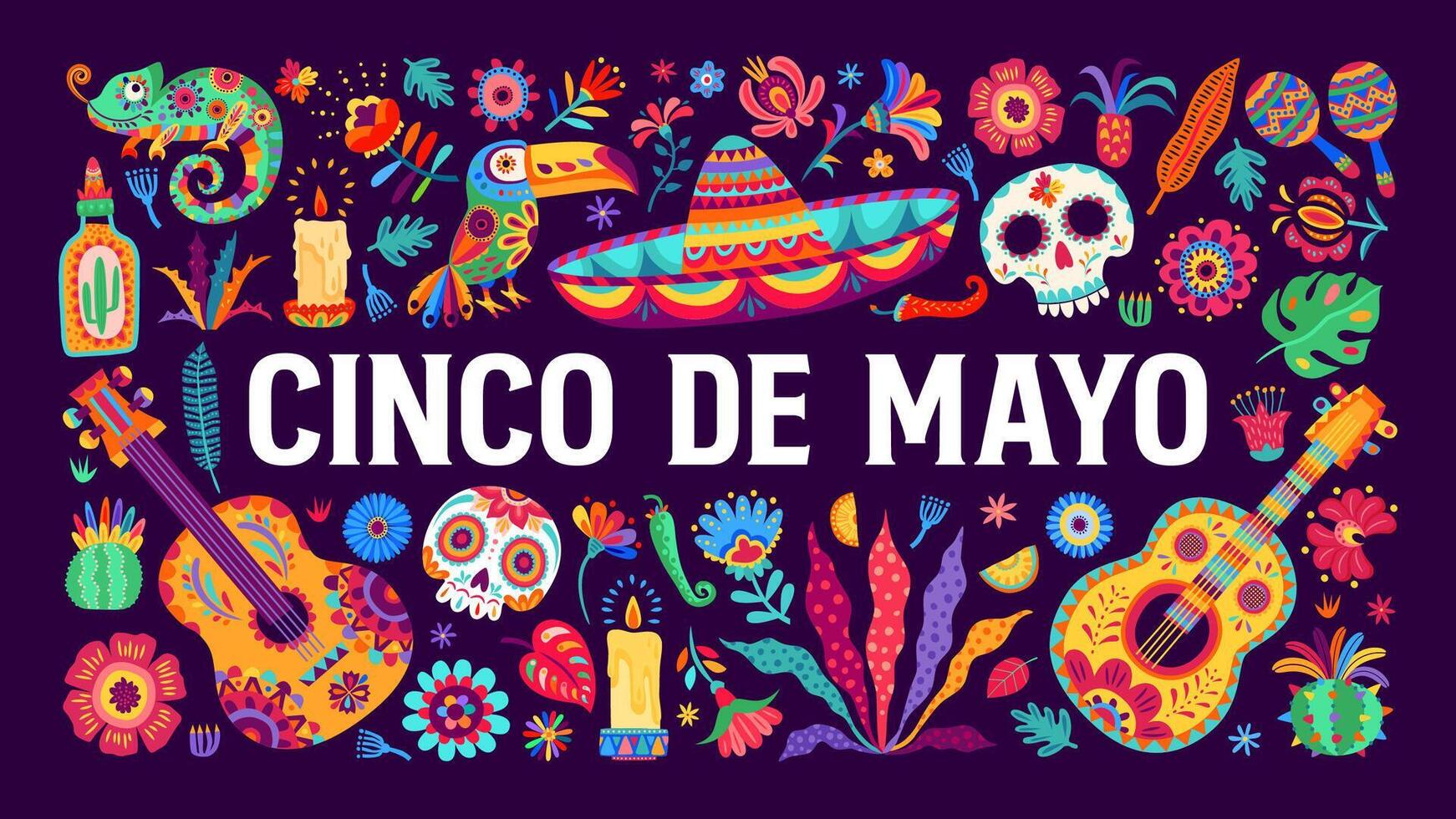 colorato cinco de mayo messicano vacanza bandiera vettore