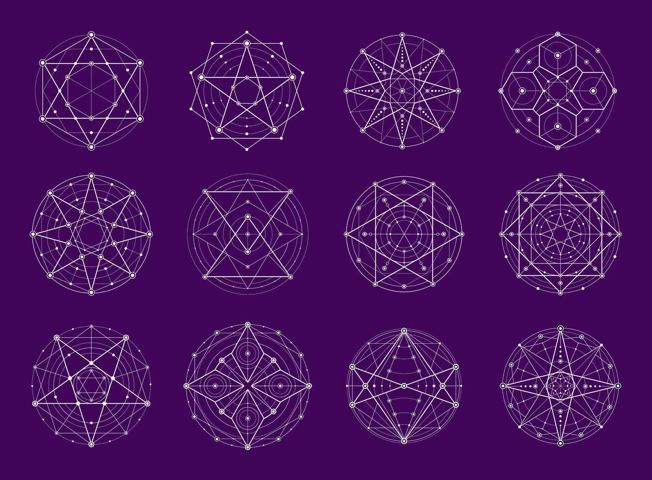 sacro geometria, esoterico Magia o alchimia simboli vettore
