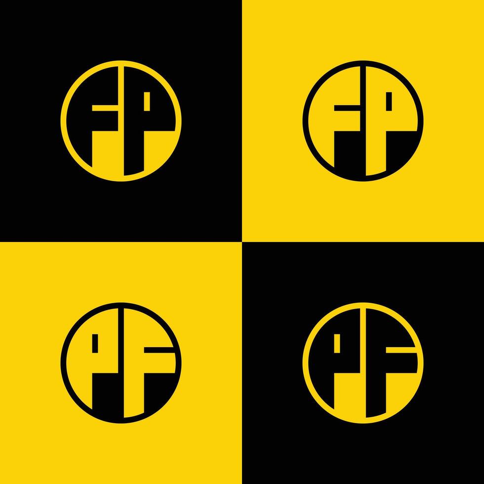 semplice fp e pf lettere cerchio logo impostare, adatto per attività commerciale con fp e pf iniziali vettore