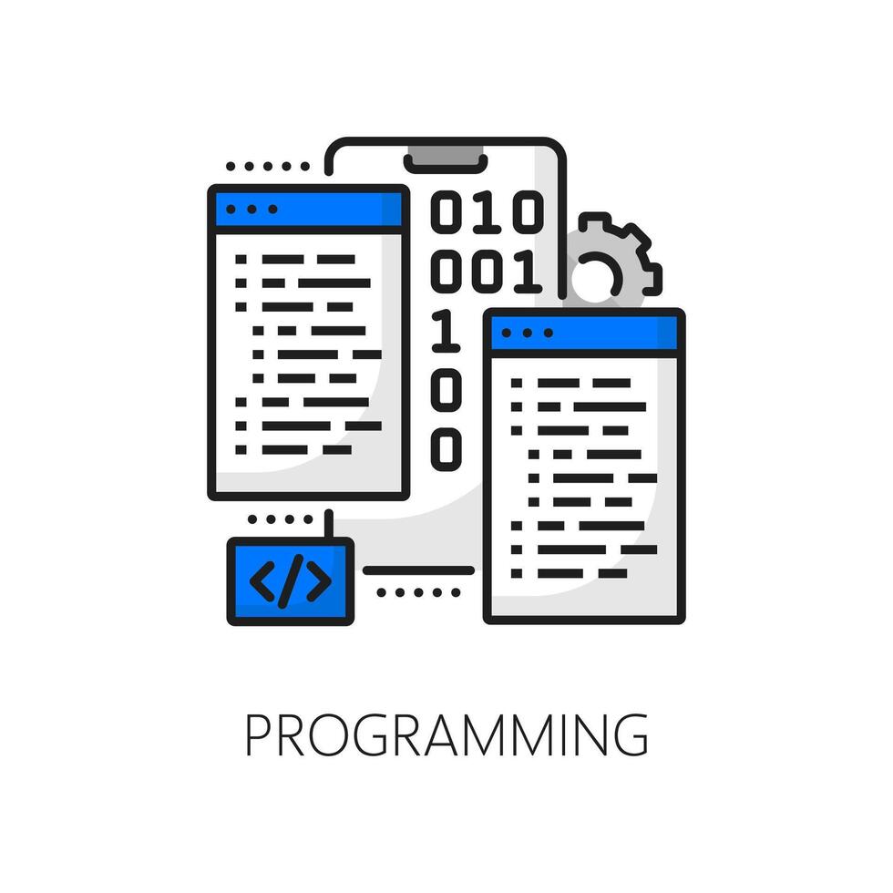mobile App sviluppo e programmazione linea icona vettore