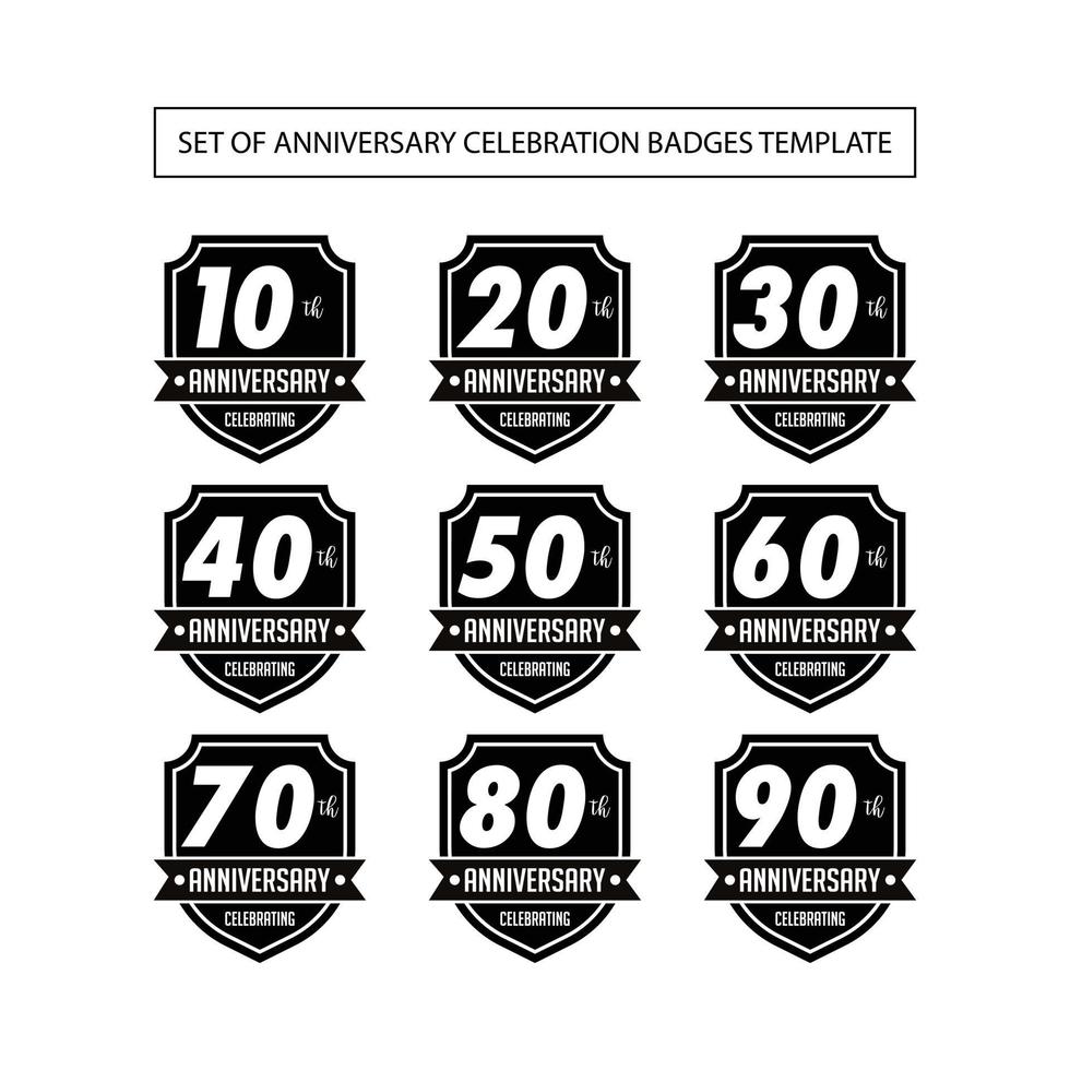 set di modelli di distintivi per la celebrazione dell'anniversario vettore