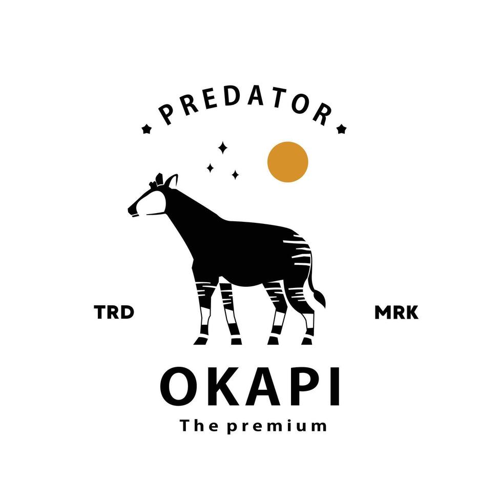 Vintage ▾ retrò fricchettone okapi logo vettore schema silhouette arte icona