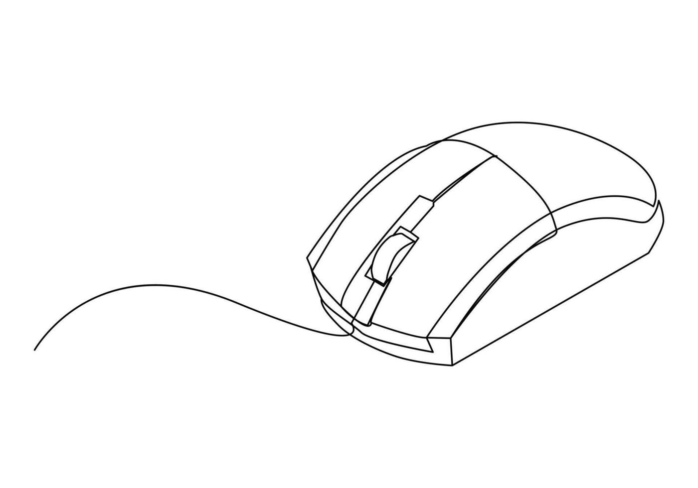 computer topo nel continuo uno linea disegno vettore. topo cursore per pc icona. continuo schema di un' topo computer dispositivo icona. vettore