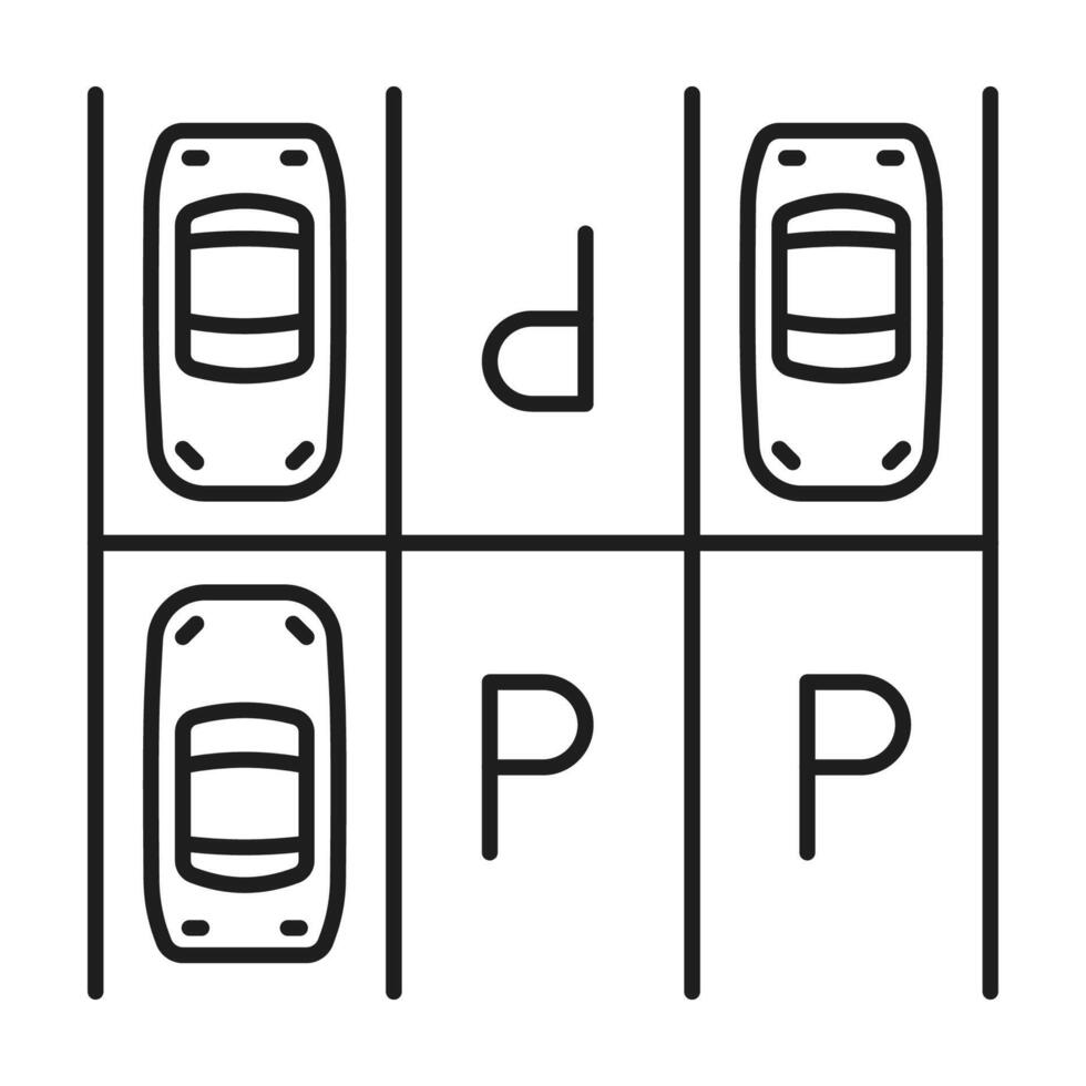 auto parcheggio quantità, box auto parcheggiatore servizio linea icona vettore