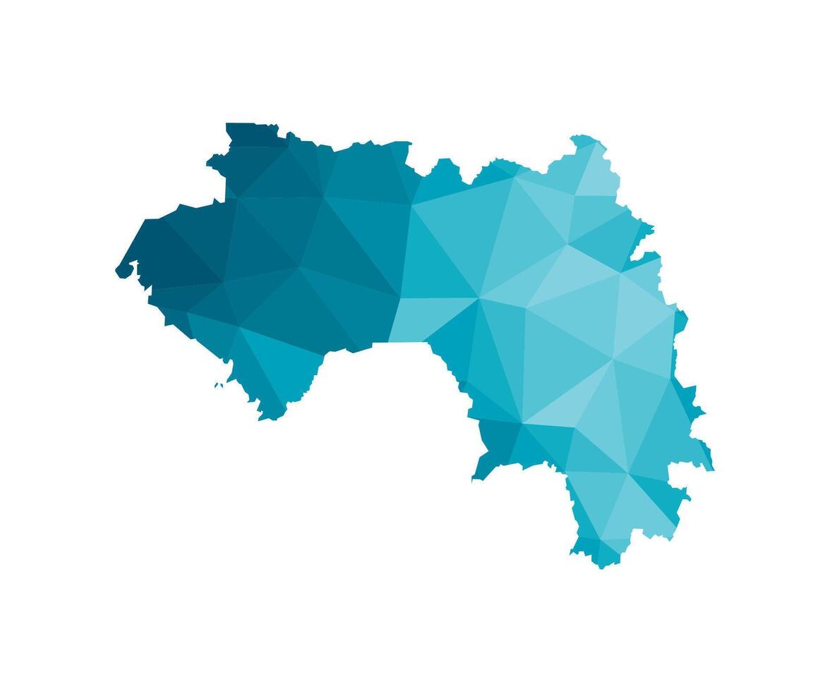 vettore isolato illustrazione icona con semplificato blu silhouette di repubblica di Guinea carta geografica. poligonale geometrico stile, triangolare forme. bianca sfondo.